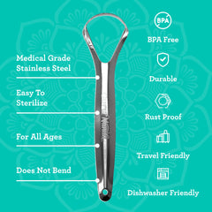 Spoon Shaped Stainless Steel Tongue Scraper – 2 Pack