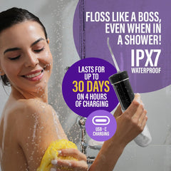 Compact Dental Water Flosser (180 ml) - Black