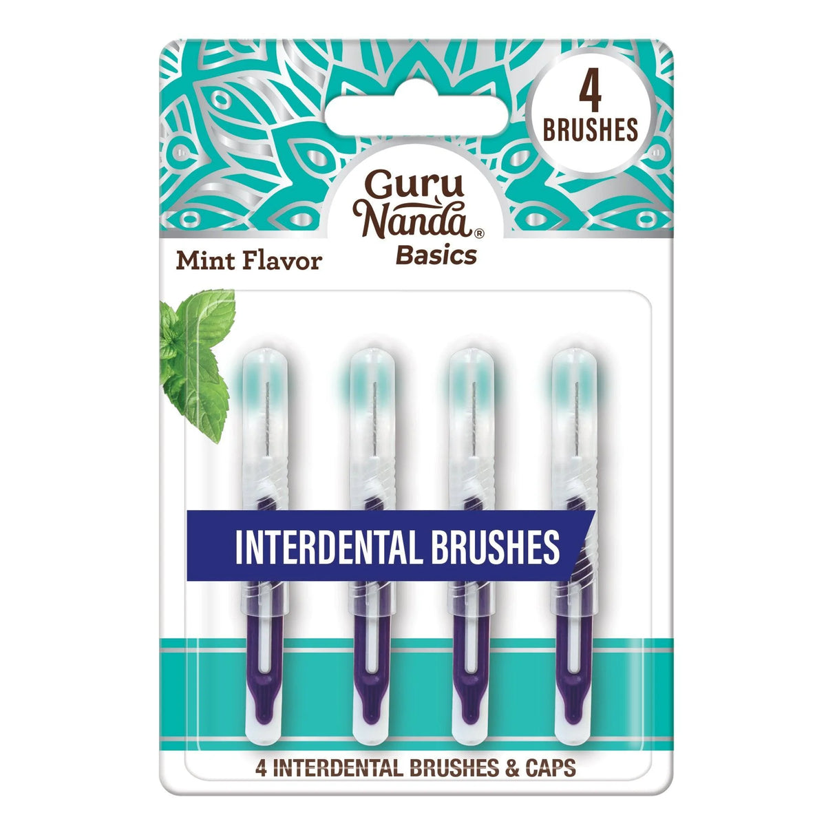 Interdental Brushes with Caps, Mint Flavor – 4 Count